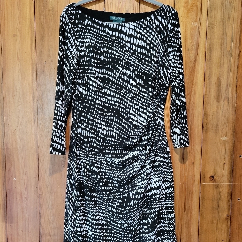 Ralph Lauren Elegant Black and White Patterned Dress